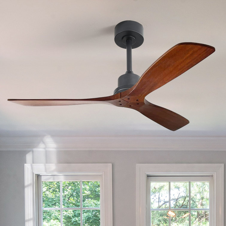 Sofucor Kemp 52" 3-Solid Wood Blade Classic Ceiling Fan with Remote Control and no Lights