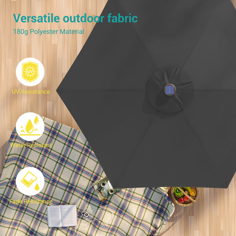 Parasol de marché éclairé 90 po Doras, Noir
