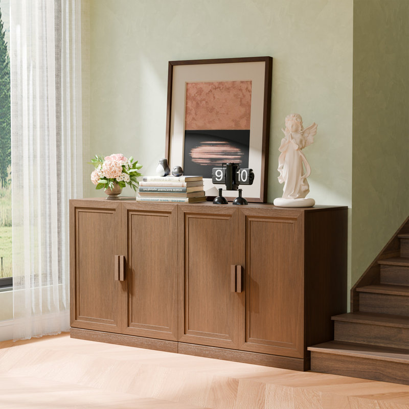 72'' H X 31'' W 4-Door Wood Accent Storage Cabinet with Adjustable Shelves Sideboards and Buffet Storage Cupboard Cabinet for Living Room Entryway