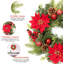 Couronne de Noël artificielle en pin pour porte d'entrée, guirlande verte classique de 16 pouces avec baies rouges et pommes de pin pour cheminée et mur-1617607299