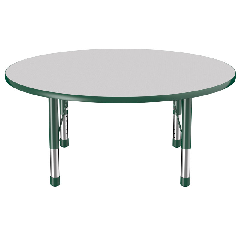 Table ronde à hauteur réglable, 48", Gris / vert, Épais