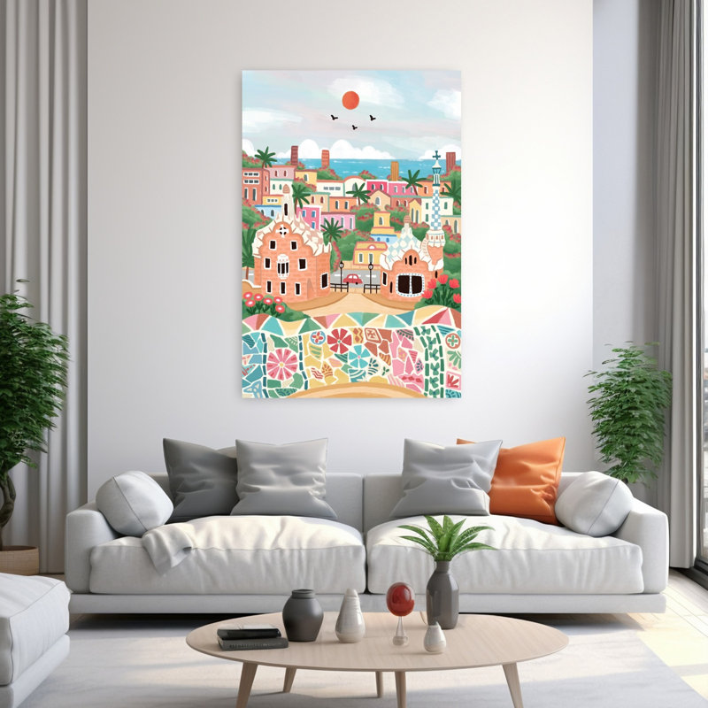 Rêve côtier coloré abstrait, art moderne côtier, art mural, H 60 po x l 40 po