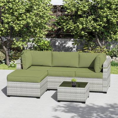 Wynee 9Pcs Outdoor Cushions Patio Sectional Cushions Replacement Set For 3 Seats, Cushions Only (Set Of 3 Seats , 3 Backs , 2 Short Backs , 1 Ottoman Cushions)