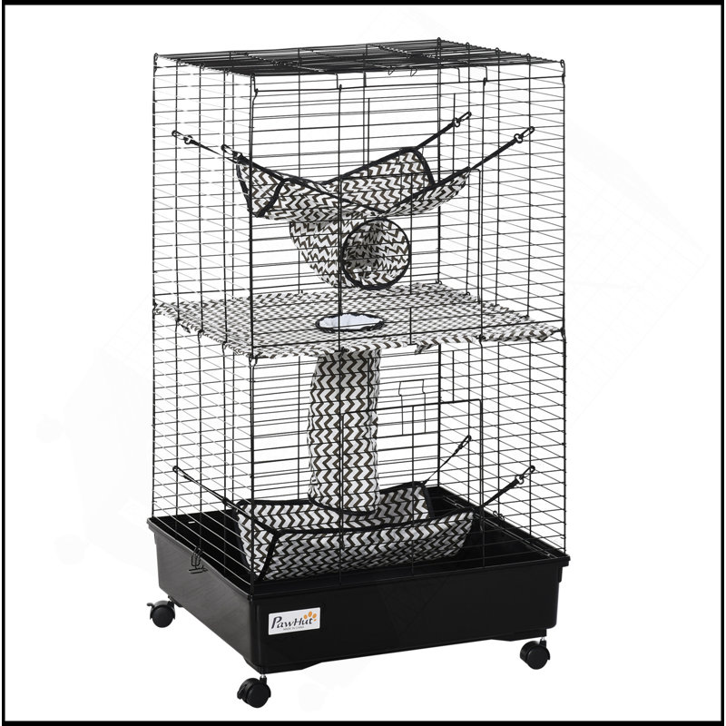 Cage à furet 42 "avec freins à roues, hamacs, noir