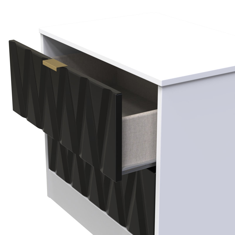 Besmir 58cm W Manufactured Wood Bedside Table, Deep Black/White