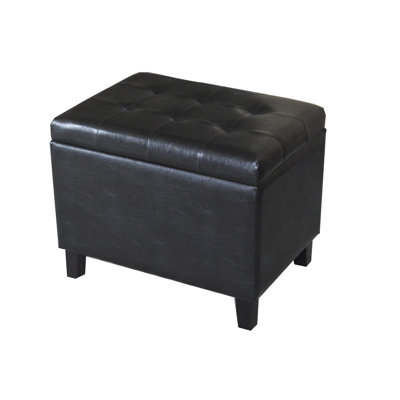 Repose-pieds de rangement rectangulaire en similicuir de 24 po de large Toto
