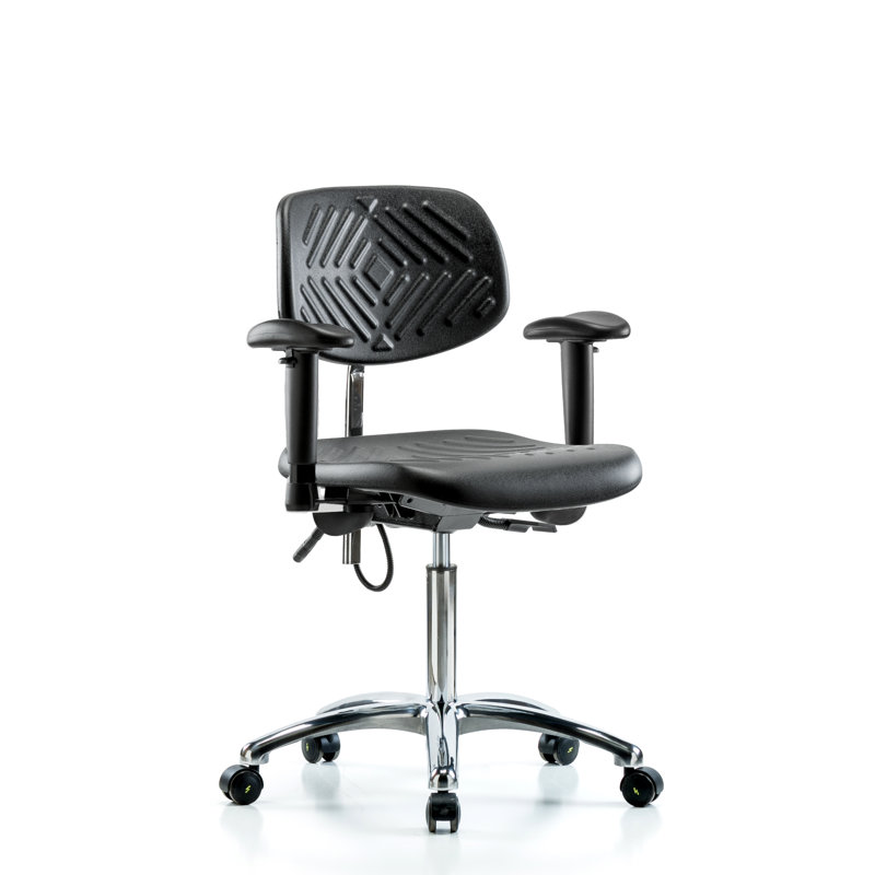 Chaise de travail Dashiell, Noir, Roulettes, Inclus