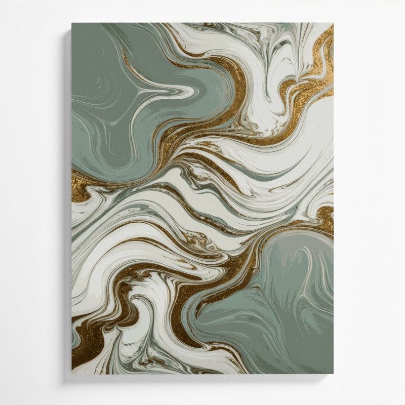 Abstrait art fluide sur toile brune 93, H 14 po x l 11 po