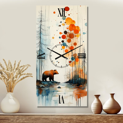 Horloge murale en métal Bear Creek Autumn Woodland II - Cabane