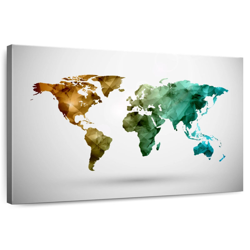 Carte du monde abstrait moderne Aliaz, H 34 po x l 51 po