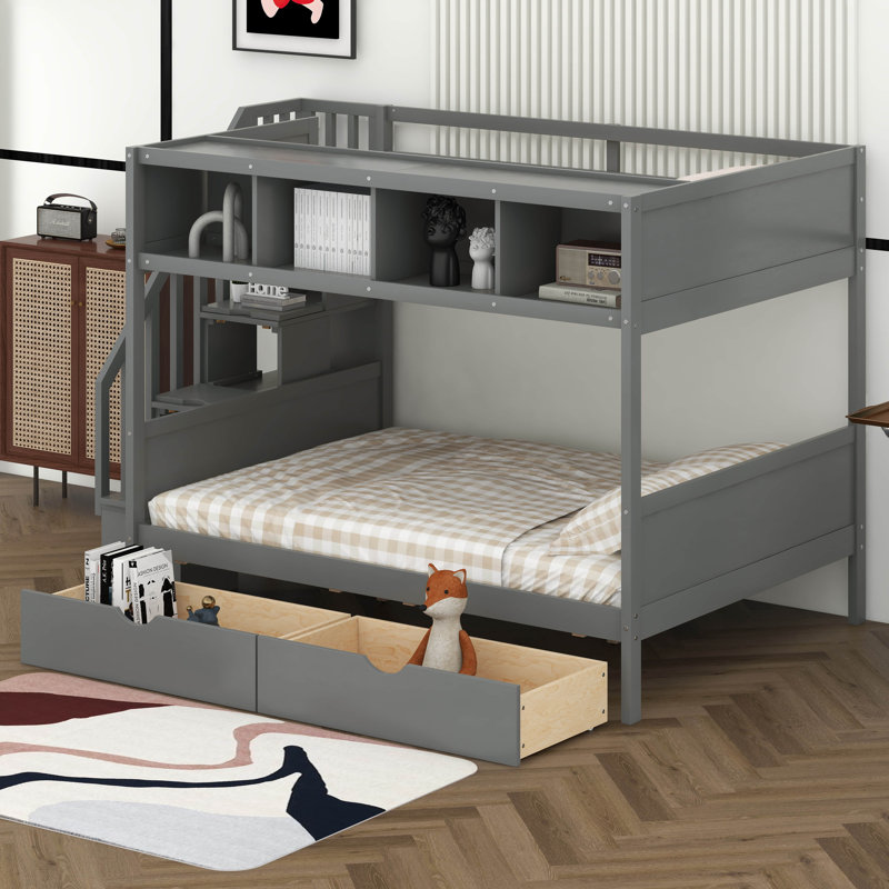 Javarrion Kids Twin Over Full Bunk Bed, Gray