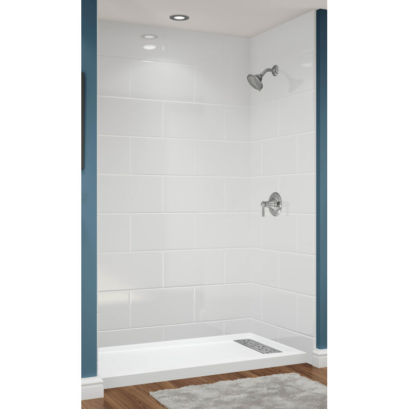 Système de douche en alcôve en acrylique blanc 11 x 20 tuiles l 60 po x P 36 po x H 96 po