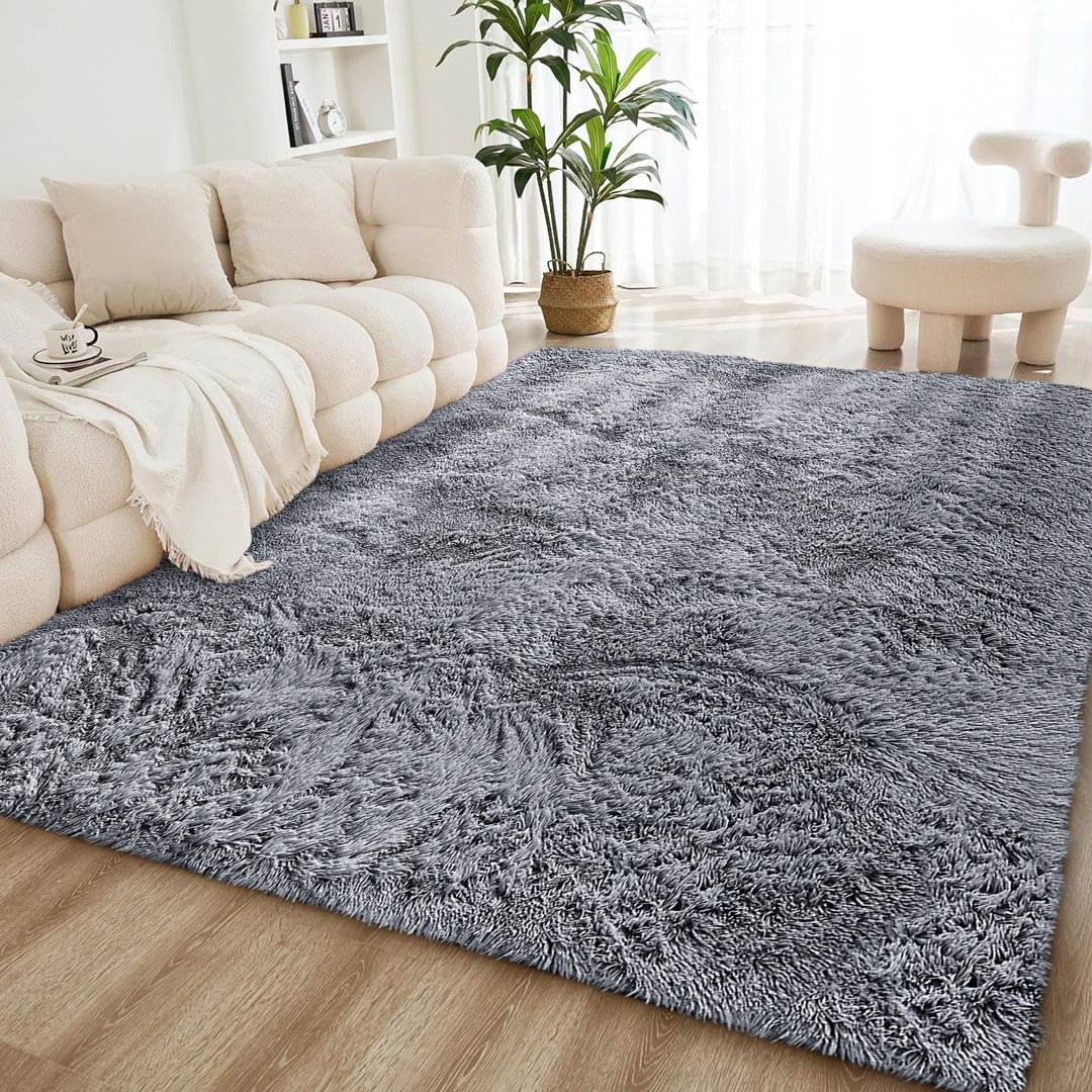 Solid Colour Machine Tufted Shag Area Rug