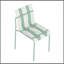 Été - Paquet de 4 chaises à blocs de couleur à rayures modernes - Siège en PP imperméable et pieds en métal robustes, ensemble repas intérieur / extérieur pour patio, balcon, café (blanc et vert)