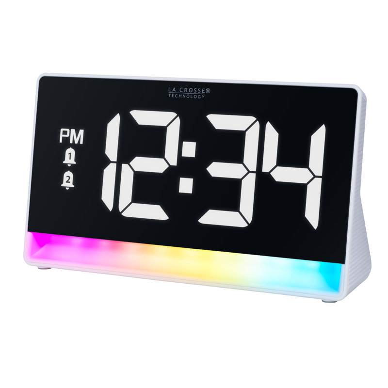 Digital Electric Tabletop Alarm White Clock with Color Changing Light