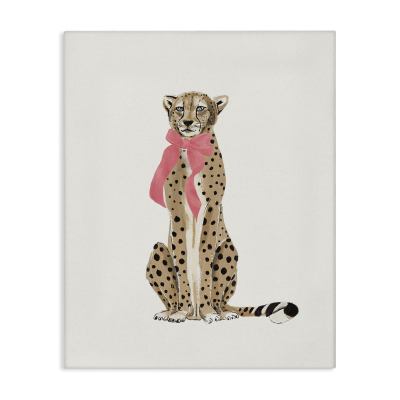 Art mural sur toile tendance guépard avec ruban par Patricia Pinto, H 30 po x l 24 po