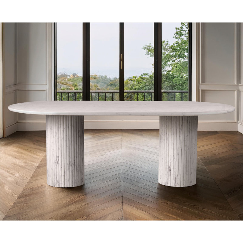Table de salle à manger Messina, Marbre blanc