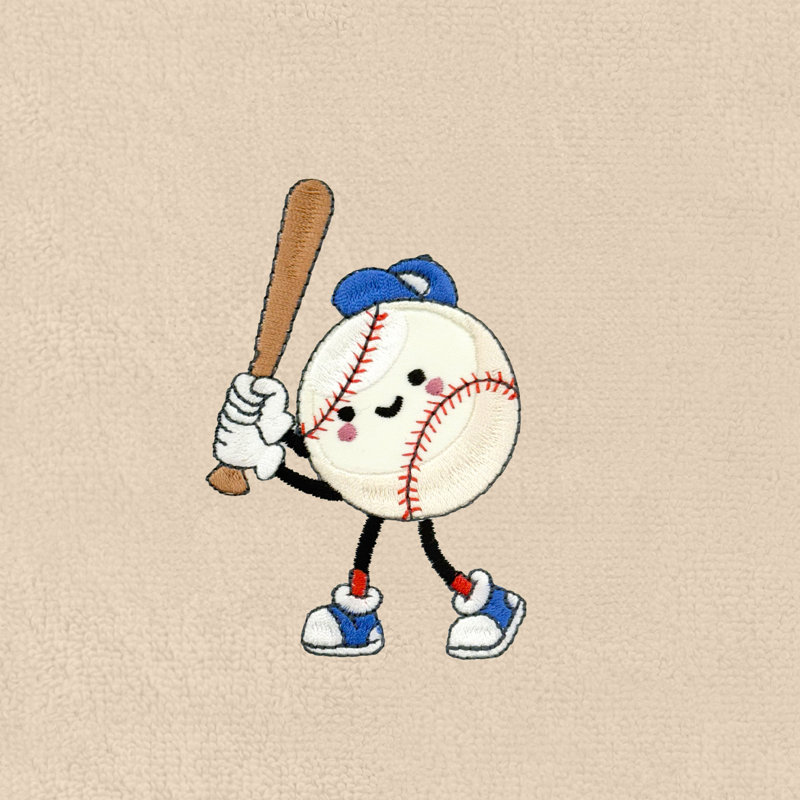  Joueur de baseball - Essuie-mains brodé 100% coton turc (ensemble de 2), Sable