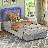 Bed Frame, Adjustable Rounded Corners Headboard with LED Lights, Upholstered Bed Frame with Charging Station, No Box Spring Required, Easy Assembly,-628346272-628346277
