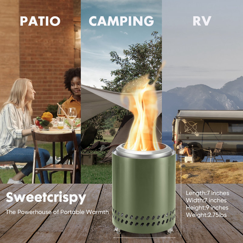 Mini Stainless Steel frame Tabletop Firepit, Green
