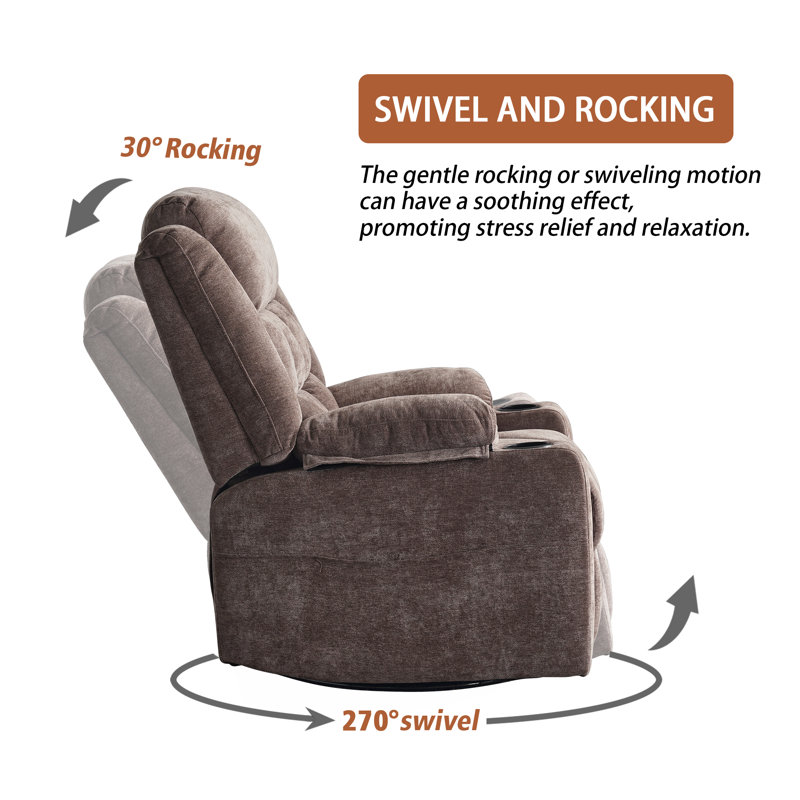 Fauteuil inclinable électrique berçant Red Rock, Café