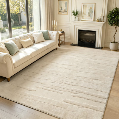 Washable Rug for Living Room Soft Touch Non Shedding 5x7 Bedroom Area Rug Beige Non Slip Large Rug Low Pile Carpet Rug for Living Room Bedroom Ofiice Laundry Dining Room
