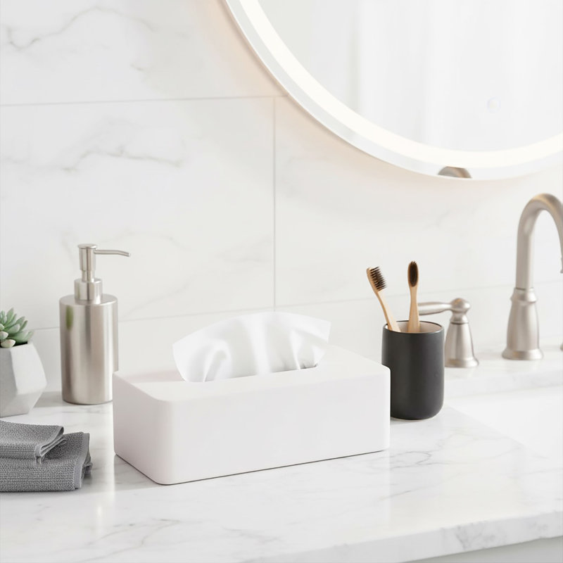 Couvre-boîte à mouchoirs beige minimaliste, Blanc