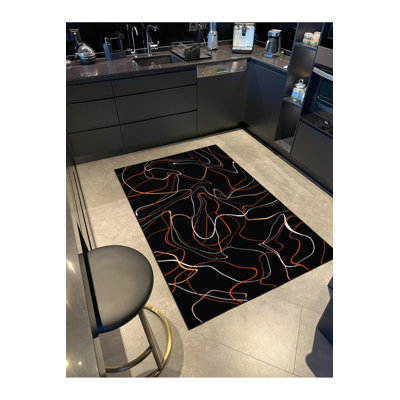 Colourful Striped Patterned Woven Base Machine Washable Rug