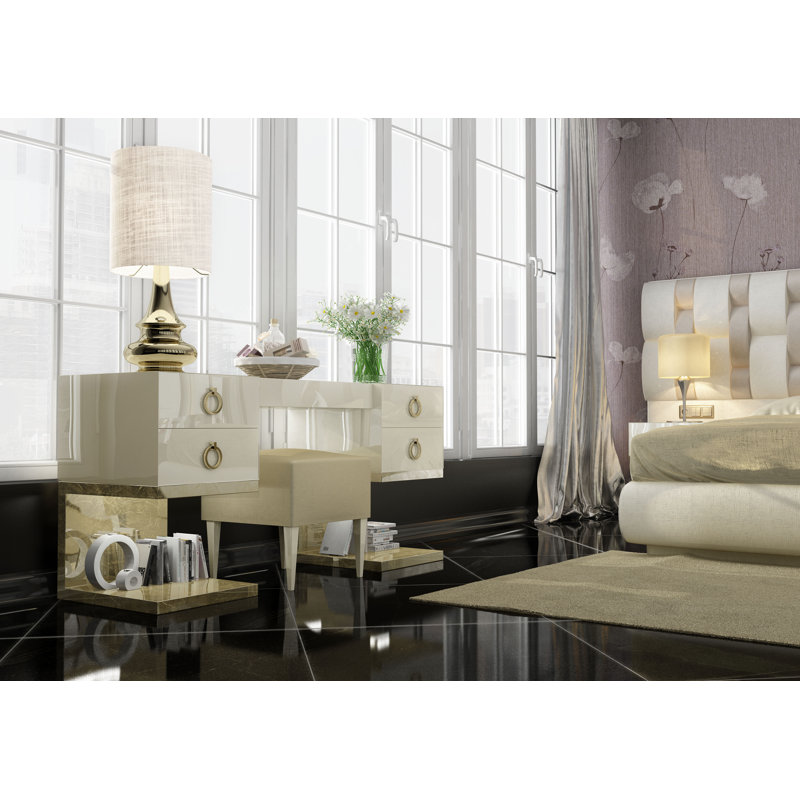 Ensemble coiffeuse avec miroir Vannote, Mat