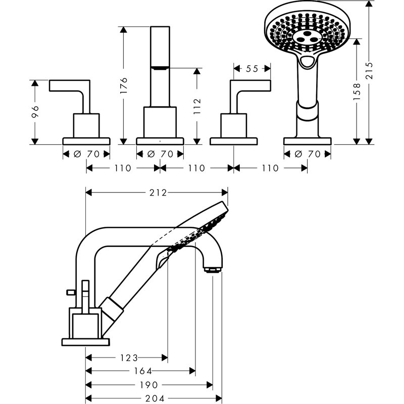 Citterio Tub Filler, Chrome