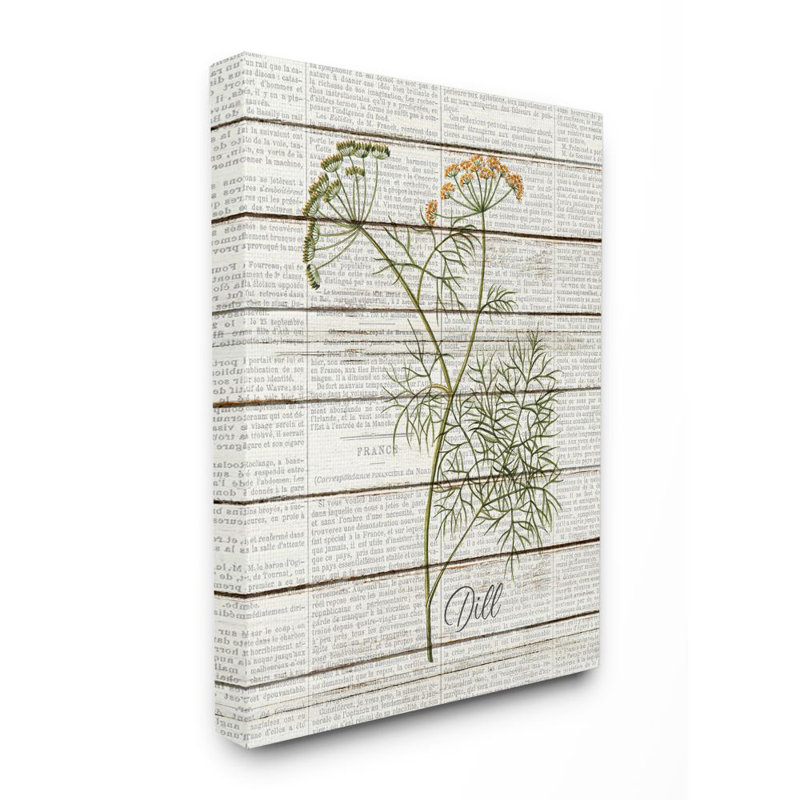 «Dill Vintage Herb Kitchen Dining Room Word Collage Design», impression sur toile, Toile tendue, H 40 po x l 30 po x P 1,5 po