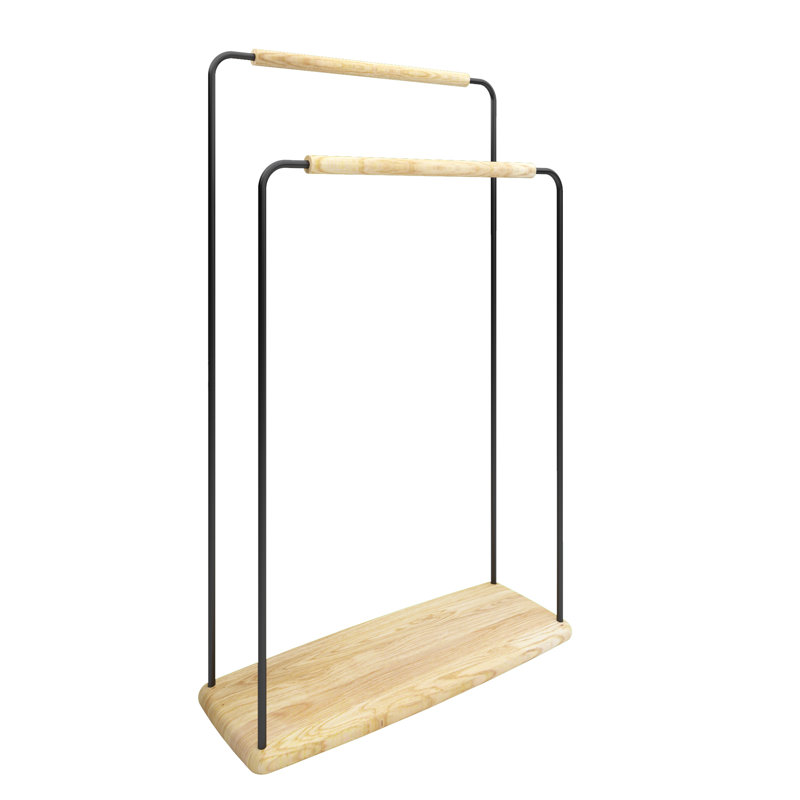 Awrad Towel Rack, Black/Natural Oak Wood