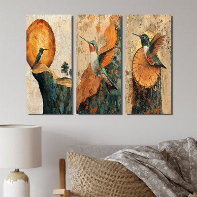 Colibri dans la forêt en bois Quest I - Collection d'art mural colibri