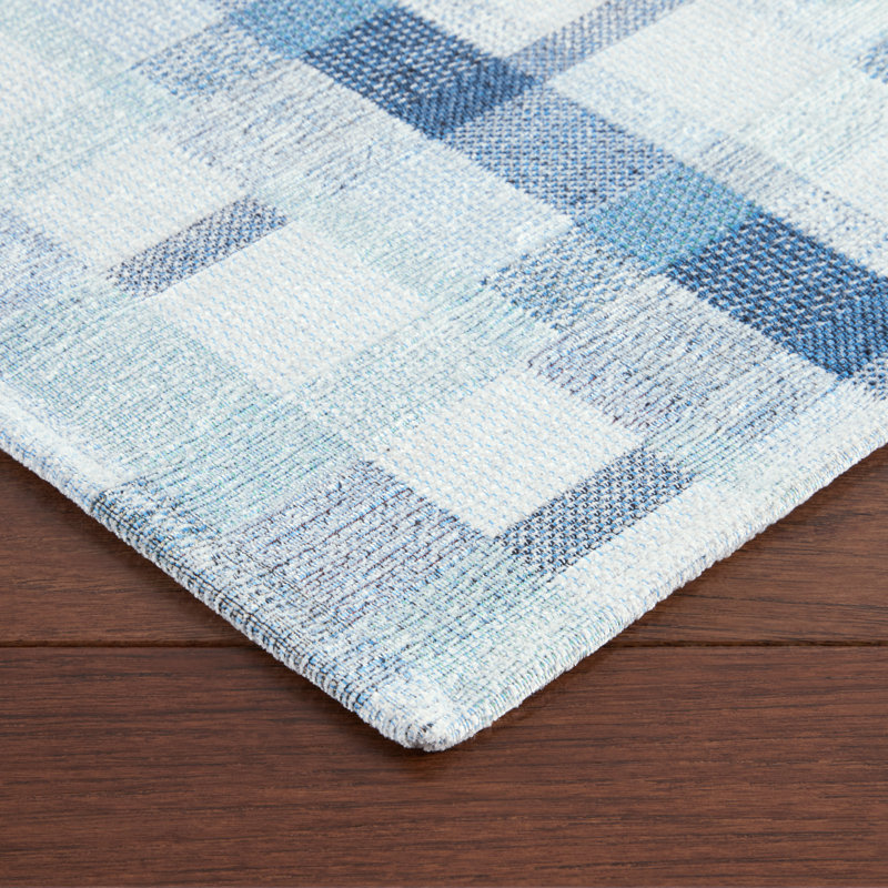 Tapis de cuisine Martha Stewart, Rectangle 1 pi 8 po x 3 pi, Bleu / blanc