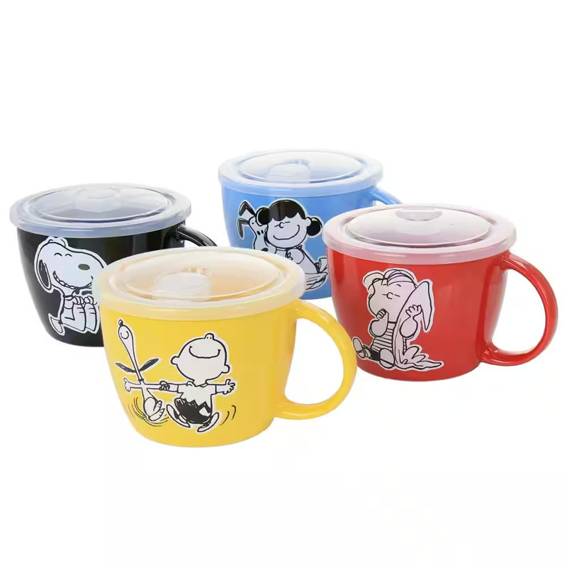 Ensemble de bols à soupe en grès 4 pièces, 23,5 oz, couvercles et poignées ventilés, va au micro-ondes