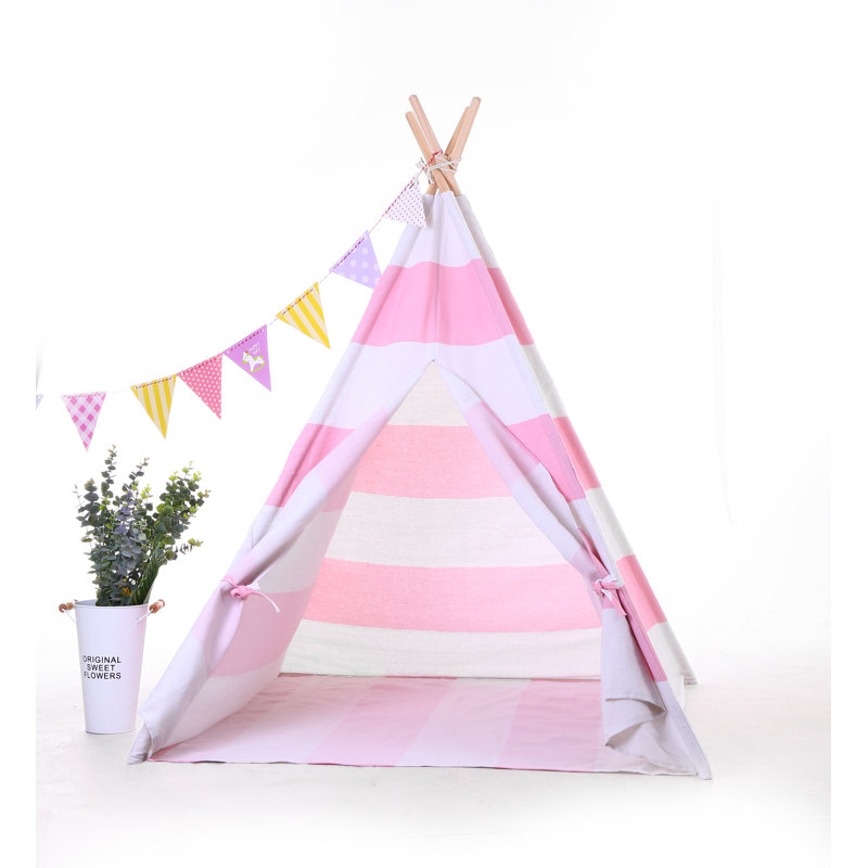 Blue Elephant 121.92cm W x 121.92cm D Indoor Cotton Triangular Play Tent, Pink