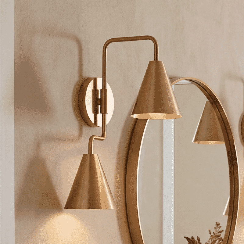 Emilyne 2-Light Adjustable Wall Sconce in Brass, Brass