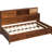 Walnut Twin - Size Wooden Daybed With 3 Storage Drawers, Shelf, Sockets And For Organized Living Space Featuring Headboard Tech
