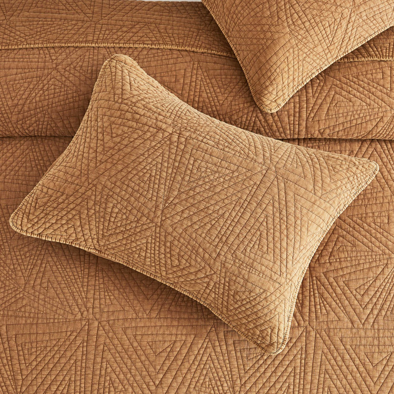 Ensemble de courtepointe Triangles, Grand lit, RUST ORANGE