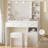 Makeup Vanity Set With Built-in Outlets And Lighted Mirror