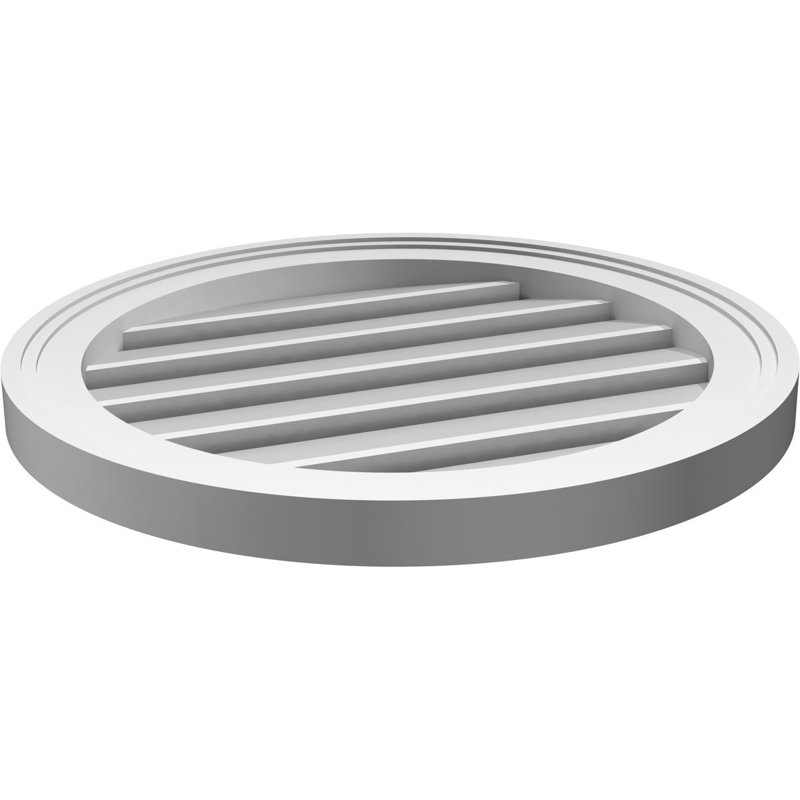 Évent à pignon rond en uréthane fonctionnel à fixation ronde, apprêté, H 20 po x l 20 po x P 1,5 po