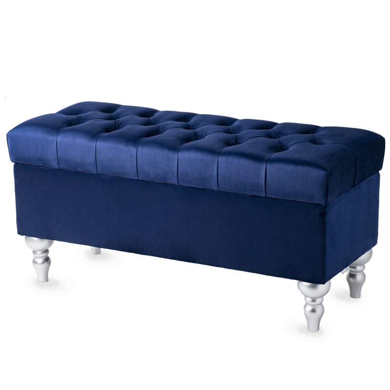 Juliano Velvet Upholstered Storage Bench, 47 cm H x 100 cm W x 30 cm D