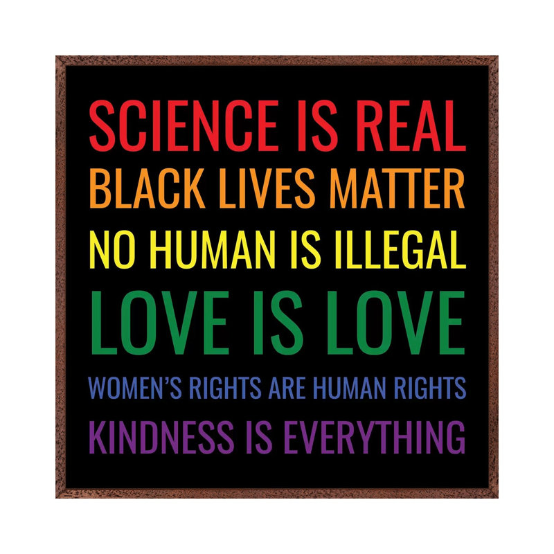 Kindness Is Everything I - Print on Canvas, 93.98 cm H x 93.98 cm W, Classic Brown Wood Framed Canvas