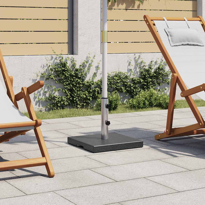 Base de parasol carrée vidaXL, base de parasol de patio pour poteaux de 1,5 po / 1,9 po, plaque de granit, tuyau en acier inoxydable, style élégant, 17,7 po x 17,7 po x 13,8 po