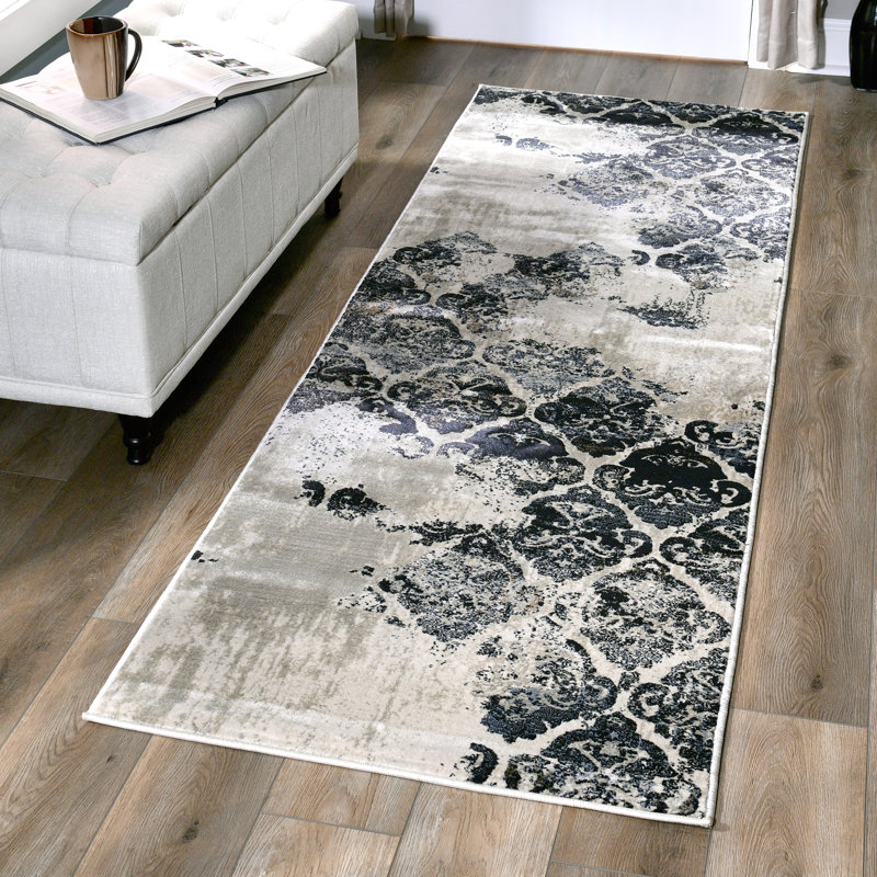 Tapis gris Napoli Ikat, Tapis de couloir 2 pi 8 po x 8 pi 1 po