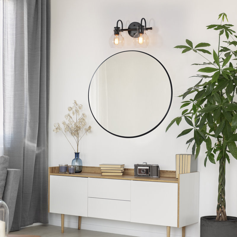  Kinman 2 - Light Dimmable Matte Black Bathroom Vanity Light ETL Certified, Black