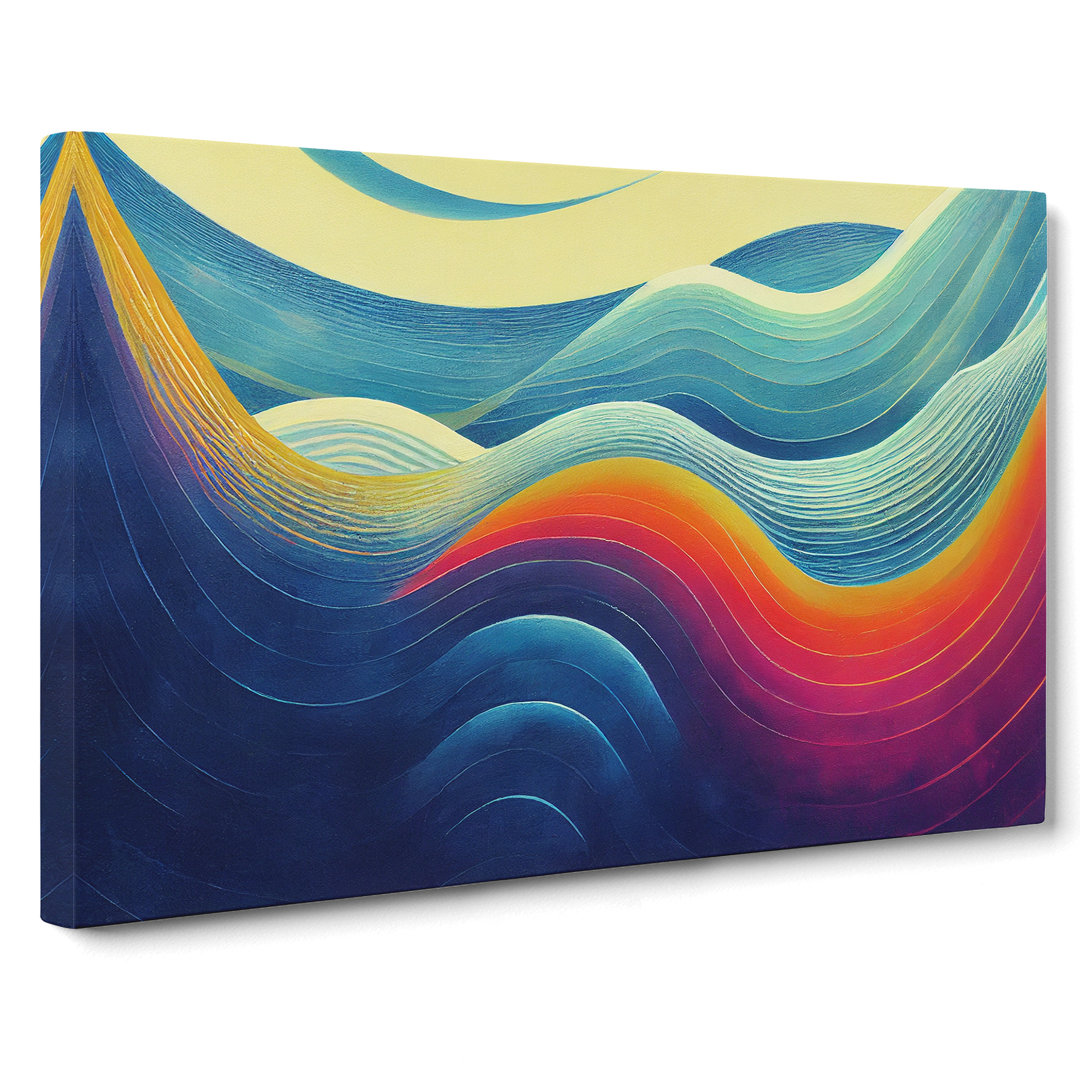 Flowing Ocean Wave Abstract - Wrapped Canvas Painting