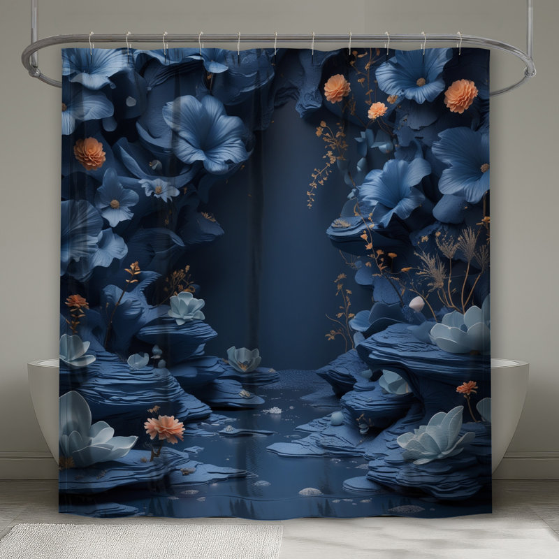 Rideaux de douche Blue Floral, L 70 po x H 84 po