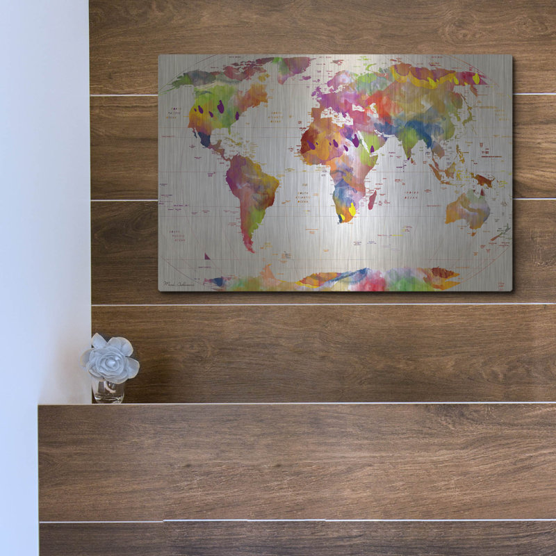 "Carte du monde" par Mark Ashkenazi, H 12 po x l 16 po