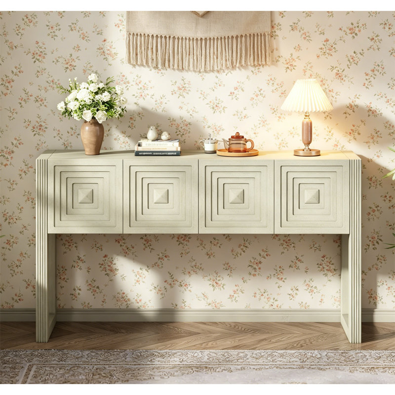 Modern Console Table with Drawers, Natural